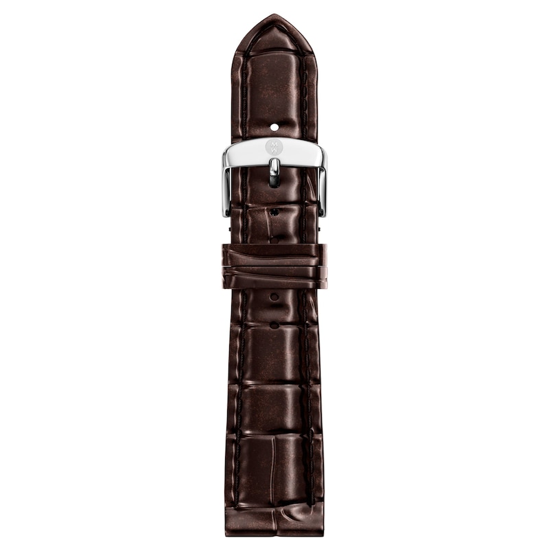 Main Image 1 of MICHELE 18mm Women's Brown Croc-Embossed Leather Watch Strap MS18AA060208
