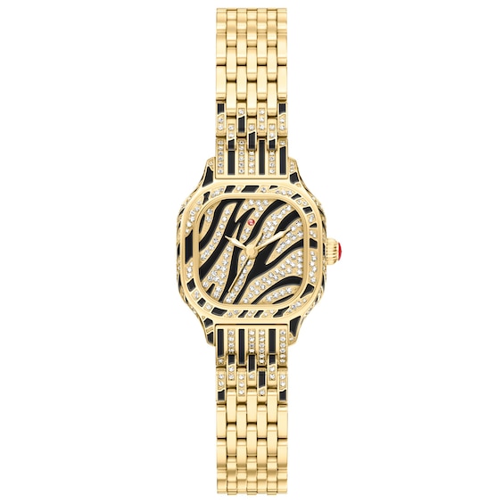 MICHELE Meggie Mini Diamond Zebra Print 25mm Women's Watch MWW33D000004