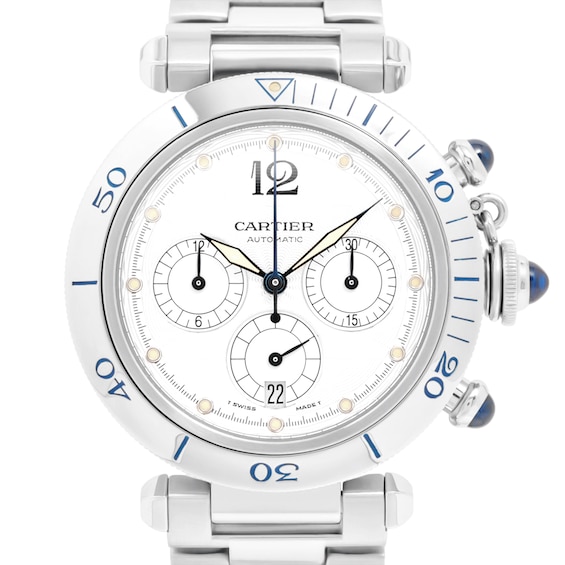 Previously Owned Cartier Pasha Doo Automatic Chronograph 38mm Watch C2AJNUWA (Model: W31030H3)