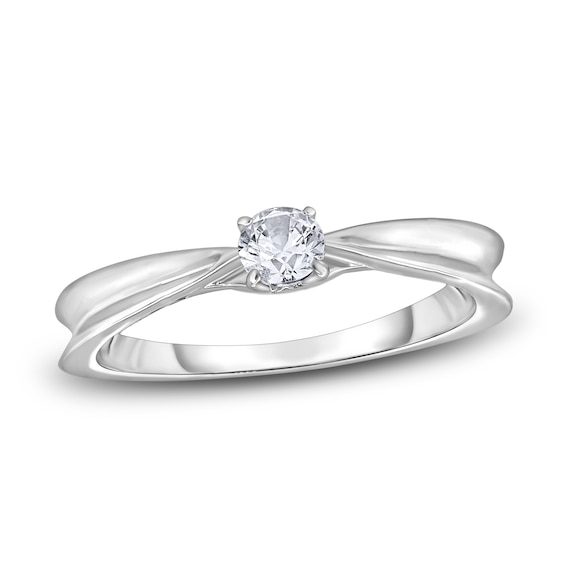 Diamond Solitaire Concave Engagement Ring 1/4 ct tw Round 14K White Gold (I2/I)
