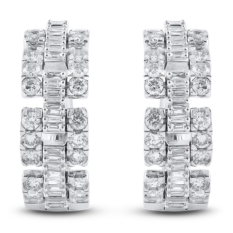 baguette cut diamond hoop earrings