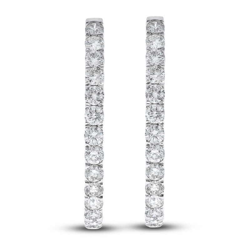Main Image 1 of Diamond Hoop Earrings 8-1/2 ct tw Round 14K White Gold