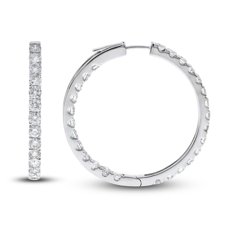 Main Image 2 of Diamond Hoop Earrings 8-1/2 ct tw Round 14K White Gold