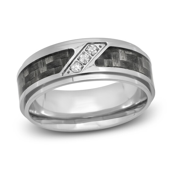Jared The Galleria Of Jewelry Diamond Wedding Band 1/10 ct tw Round Stainless Steel 8mm