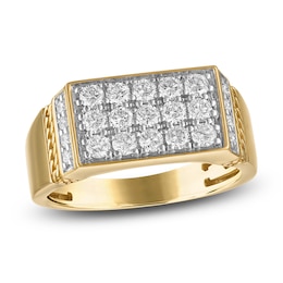 1933 by Esquire Men's Multi-Diamond Rectangle Ring 1/2 ct tw 14K Yellow Gold-Plated Sterling Silver