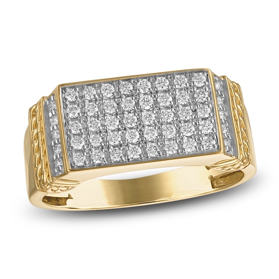 1933 by Esquire Men's Multi-Diamond Rectangle Ring 1/2 ct tw 14K Yellow Gold-Plated Sterling Silver