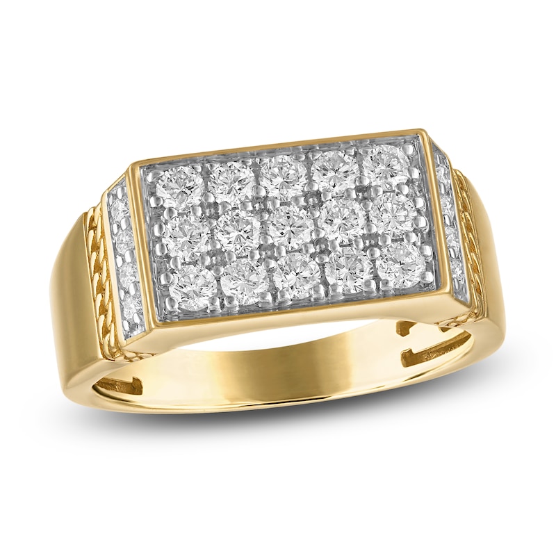 Main Image 1 of 1933 by Esquire Men's Multi-Diamond Rectangle Ring 1/2 ct tw 14K Yellow Gold-Plated Sterling Silver