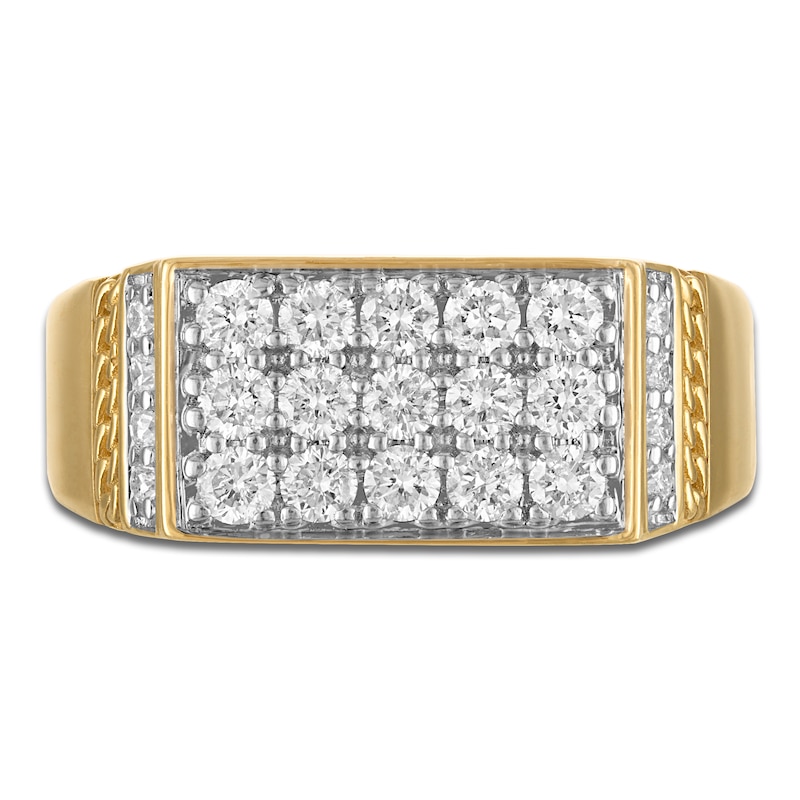 Main Image 3 of 1933 by Esquire Men's Multi-Diamond Rectangle Ring 1/2 ct tw 14K Yellow Gold-Plated Sterling Silver