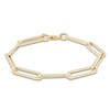 Thumbnail Image 1 of Italia D'Oro Elongated Paperclip Chain Bracelet 6mm Hollow 14K Yellow Gold 7.5"