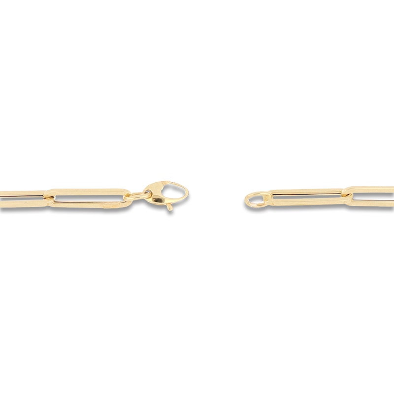 Main Image 2 of Italia D'Oro Elongated Paperclip Chain Bracelet 6mm Hollow 14K Yellow Gold 7.5"