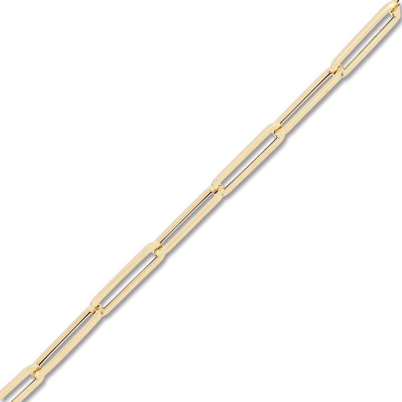 Main Image 3 of Italia D'Oro Elongated Paperclip Chain Bracelet 6mm Hollow 14K Yellow Gold 7.5"