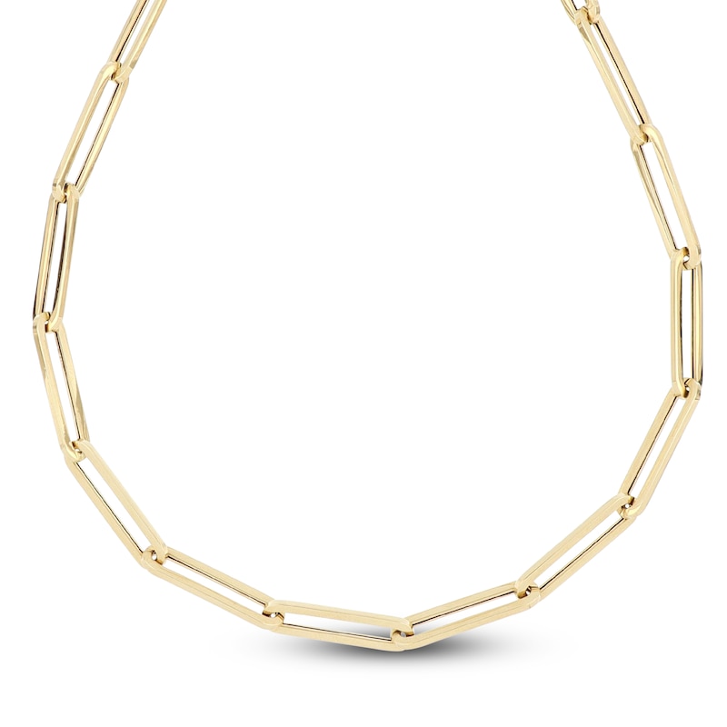 Main Image 5 of Italia D'Oro Elongated Paperclip Chain Bracelet 6mm Hollow 14K Yellow Gold 7.5"