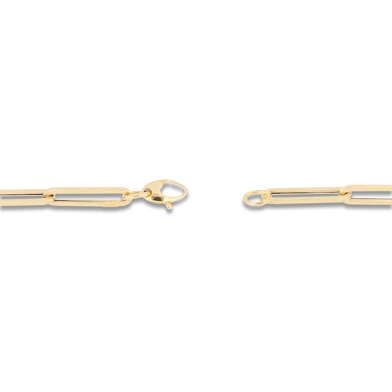 Main Image 6 of Italia D'Oro Elongated Paperclip Chain Bracelet 6mm Hollow 14K Yellow Gold 7.5"