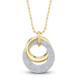 Shy Creation Diamond Pavé Interlocking Circles Necklace 3/8 ct tw 14K Two-Tone Gold 18" SC55027388
