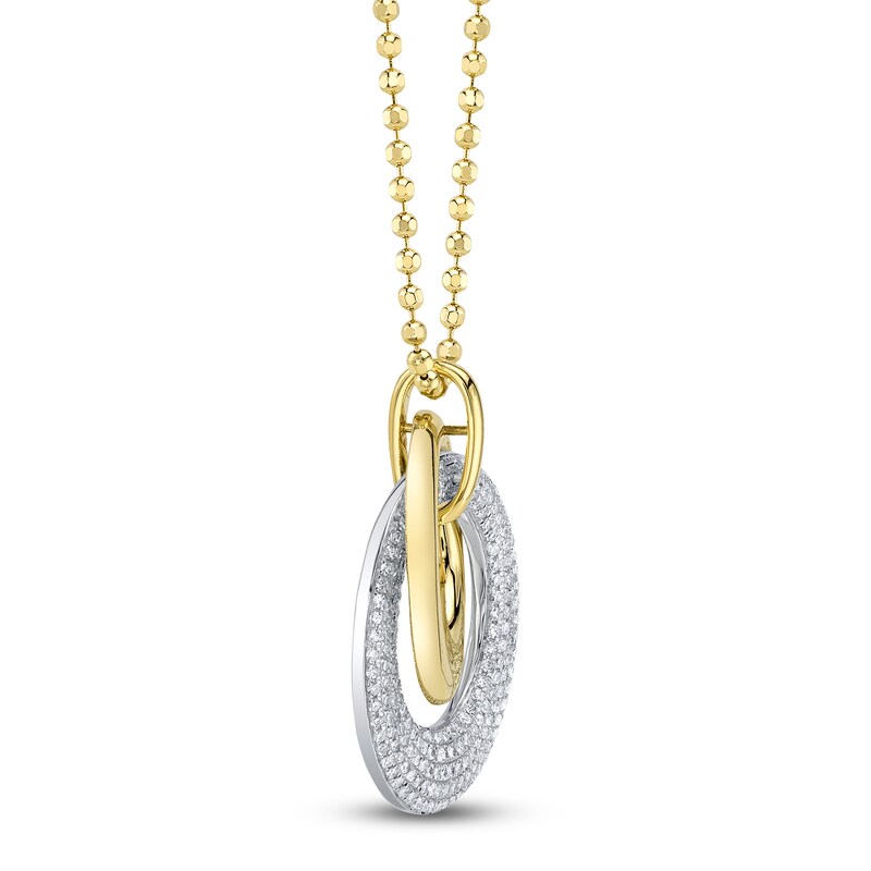 Main Image 2 of Shy Creation Diamond Pavé Interlocking Circles Necklace 3/8 ct tw 14K Two-Tone Gold 18" SC55027388