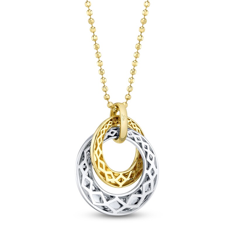 Main Image 3 of Shy Creation Diamond Pavé Interlocking Circles Necklace 3/8 ct tw 14K Two-Tone Gold 18" SC55027388