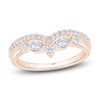 Thumbnail Image 1 of Certified Round & Marquise-Cut Chevron Wedding Band 1/2 ct tw 14K Rose Gold