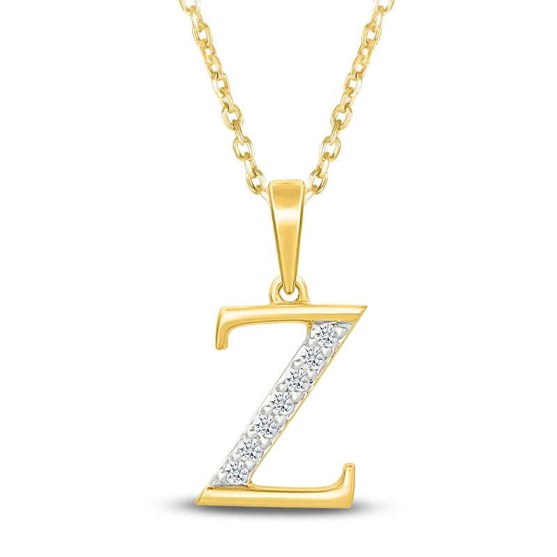 Main Image 1 of Diamond Initial Z Necklace 1/20 ct tw 10K Yellow Gold 18"