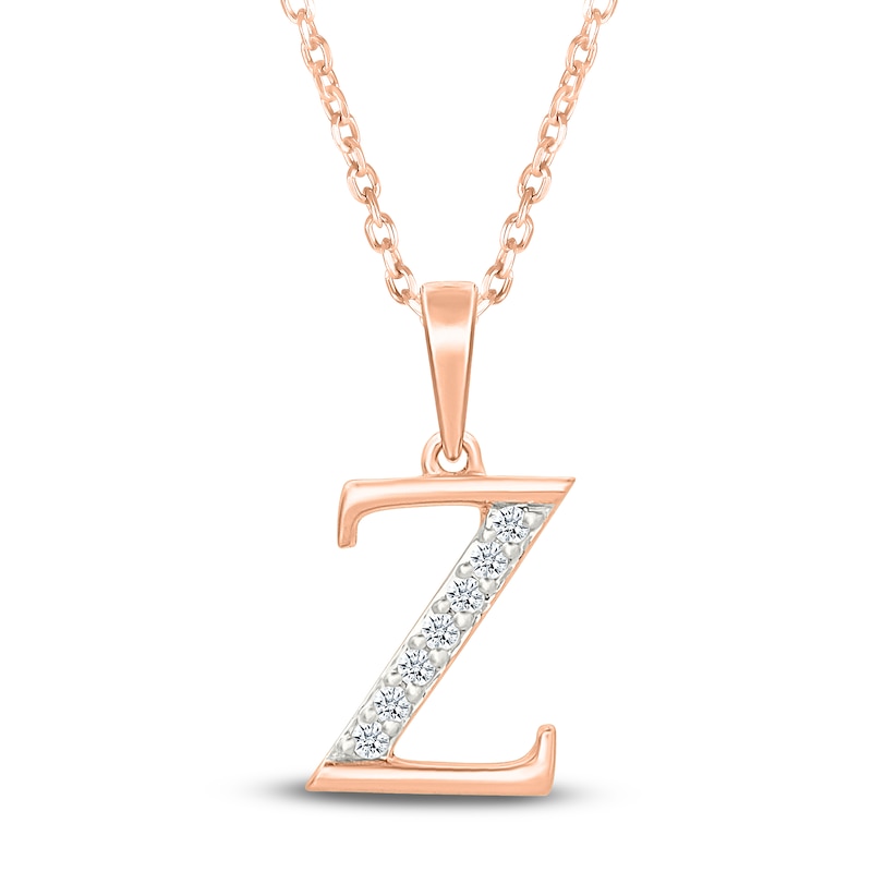 Main Image 1 of Diamond Initial Z Necklace 1/20 ct tw 10K Rose Gold 18"