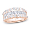 Thumbnail Image 1 of Brilliant Moments Baguette & Round-Cut Diamond Three-Row Anniversary Ring 2 ct tw 14K Rose Gold