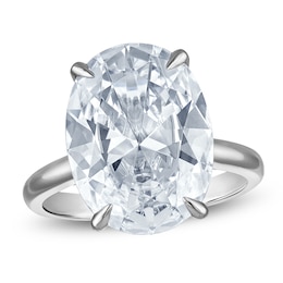 Oval-Cut Lab-Grown Diamond Solitaire Plus Engagement Ring 10-1/4 ct tw Platinum (VS2/F)