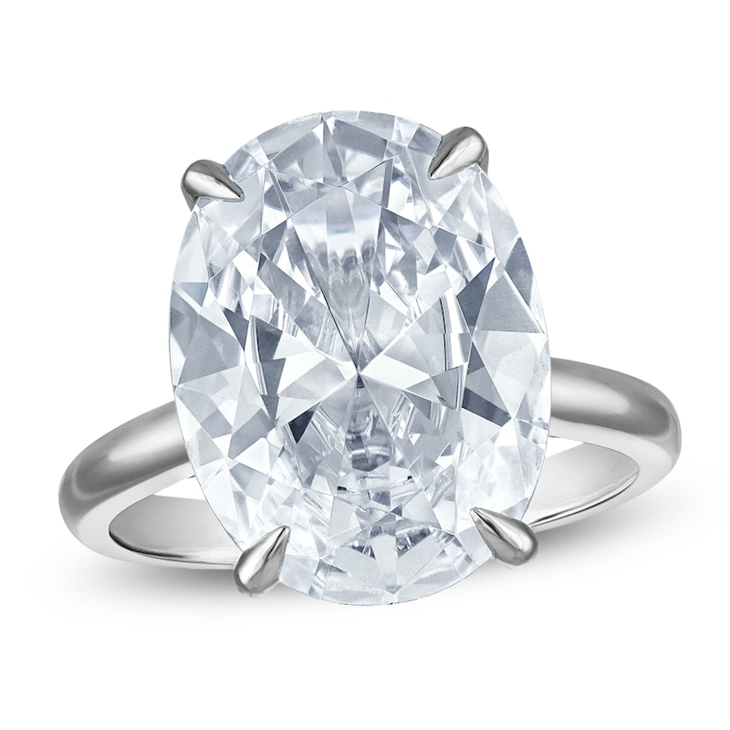 Main Image 1 of Oval-Cut Lab-Grown Diamond Solitaire Plus Engagement Ring 10-1/4 ct tw Platinum (VS2/F)