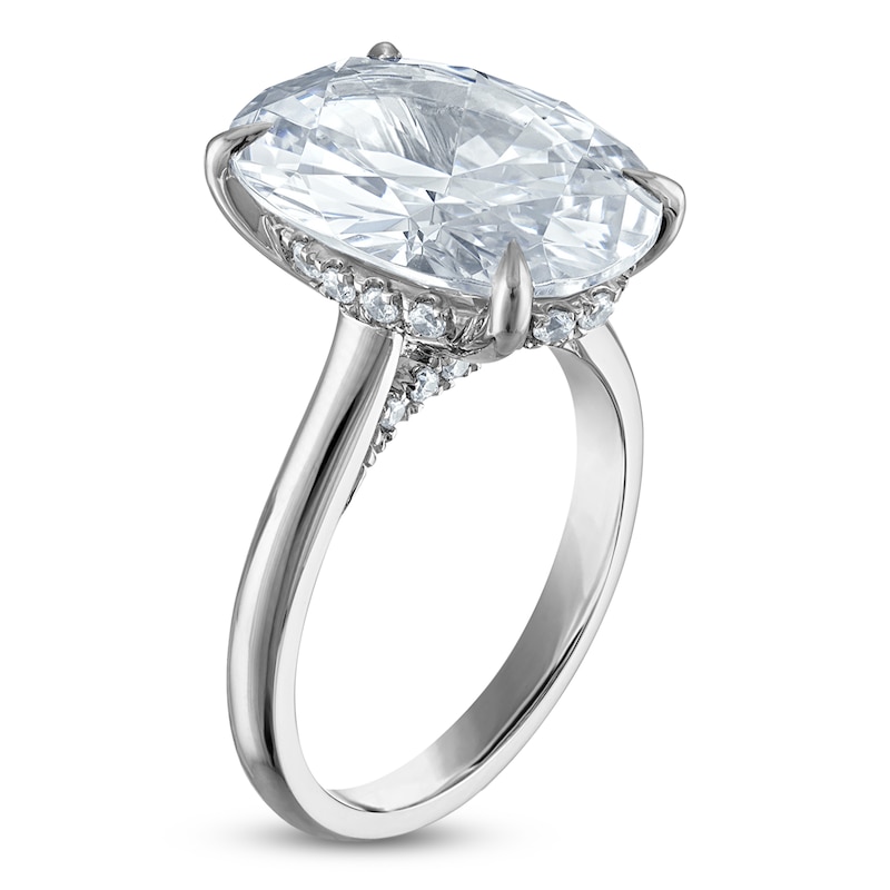 Main Image 2 of Oval-Cut Lab-Grown Diamond Solitaire Plus Engagement Ring 10-1/4 ct tw Platinum (VS2/F)
