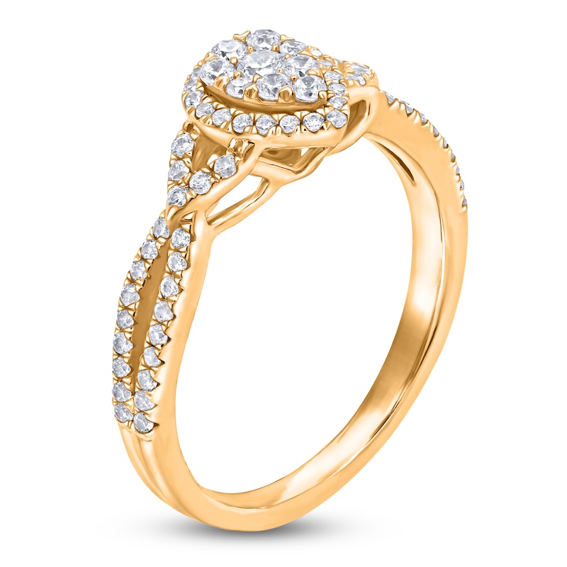 Main Image 2 of Brilliant Moments Multi-Diamond Pear-Shaped Halo Engagement Ring 1 ct tw 14K Yellow Gold
