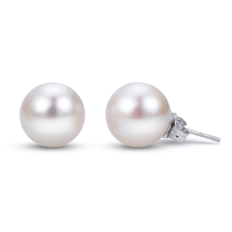 Main Image 1 of Cultured Pearl Stud Earrings 14K White Gold 10-10.5mm