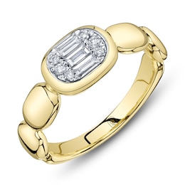 Shy Creation Baguette & Round-Cut Multi-Diamond Ring 1/6 ct tw 14K Yellow Gold