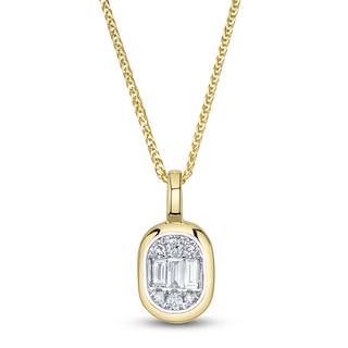 Shy ICON Lumeria Baguette & Round-Cut Multi-Diamond Necklace 1/5 ct tw 14K Yellow Gold 18" B22001013V3