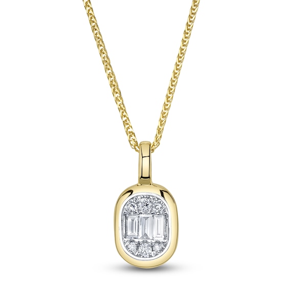 Shy ICON Lumeria Baguette & Round-Cut Multi-Diamond Necklace 1/5 ct tw 14K Yellow Gold 18" B22001013V3