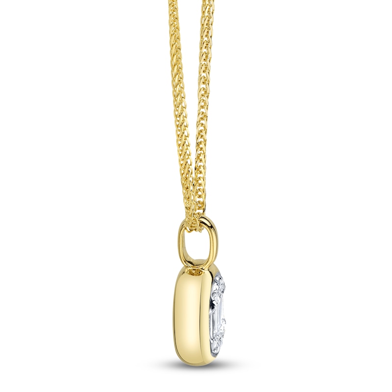 Main Image 3 of Shy Creation Baguette & Round-Cut Multi-Diamond Necklace 1/5 ct tw 14K Yellow Gold 18"