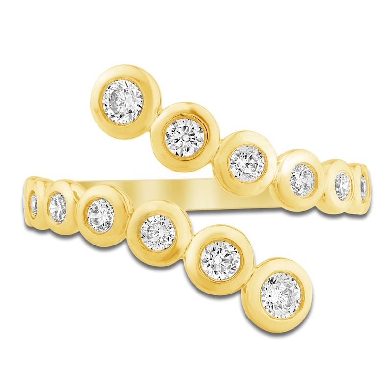 Main Image 3 of Bezel-Set Diamond Graduated Wrap Ring 1/2 ct tw 14K Yellow Gold