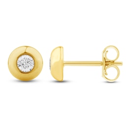 Diamond Solitaire Circle Stud Earrings 1/5 ct tw 14K Yellow Gold (I2/I)