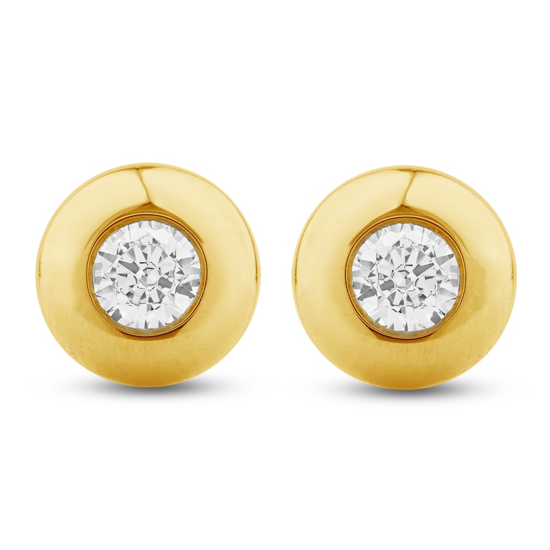 Main Image 2 of Diamond Solitaire Circle Stud Earrings 1/5 ct tw 14K Yellow Gold (I2/I)