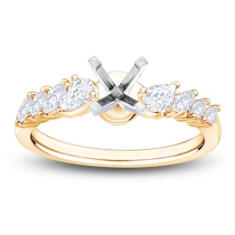 Certified Pear-Shaped & Marquise-Cut Diamond Engagement Ring Setting 3/8 ct tw 14K Yellow Gold