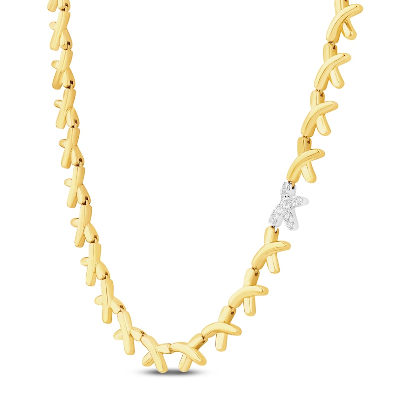 Main Image 3 of Unspoken Diamond Crosslink Necklace 1/4 ct tw 14K Two-Tone Gold 17"