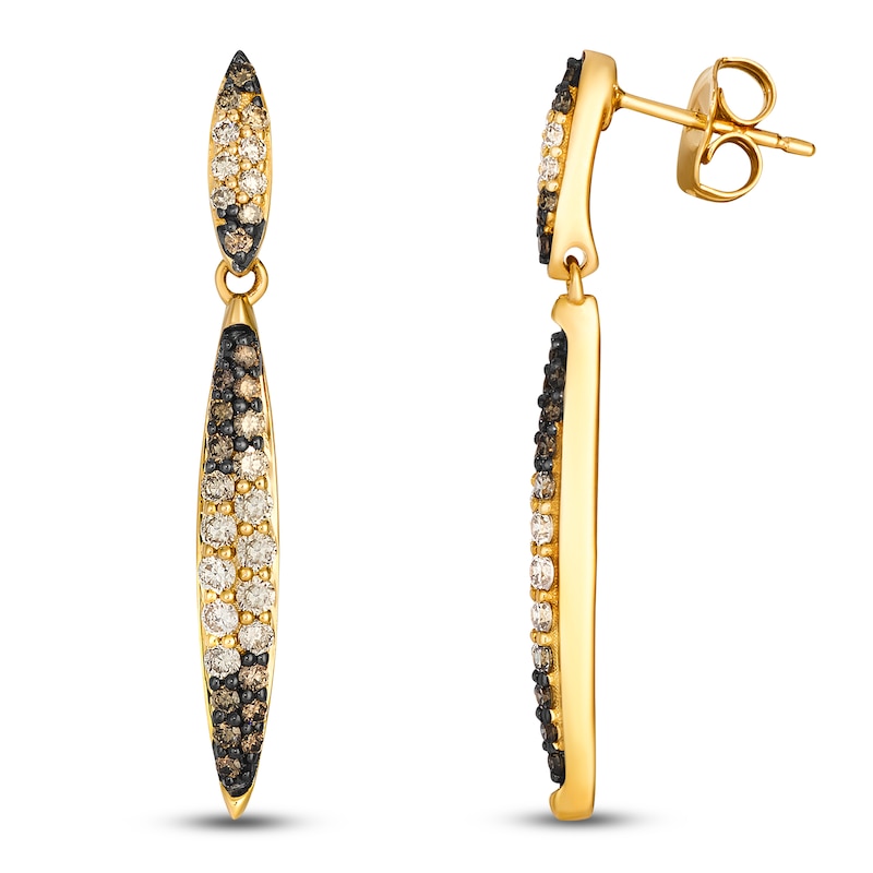 Main Image 1 of Le Vian Chocolate Ombré Diamond Drop Earrings 7/8 ct tw 14K Honey Gold