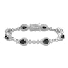 Thumbnail Image 1 of Pear-Shaped Natural Black Onyx & White Lab-Created Sapphire Bracelet Sterling Silver 7.25"