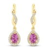 Thumbnail Image 1 of Pear-Shaped Natural Pink Sapphire & Diamond Twist Drop Earrings 1/10 ct tw 10K Yellow Gold