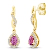 Thumbnail Image 2 of Pear-Shaped Natural Pink Sapphire & Diamond Twist Drop Earrings 1/10 ct tw 10K Yellow Gold