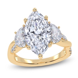 Marquise-Cut & Half Moon-Shaped Lab-Grown Diamond Three-Stone Engagement Ring 4 ct tw 14K Yellow Gold