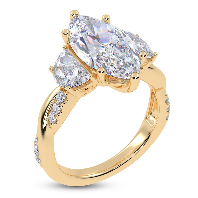 Main Image 2 of Marquise-Cut & Half Moon-Shaped Lab-Grown Diamond Three-Stone Engagement Ring 4 ct tw 14K Yellow Gold