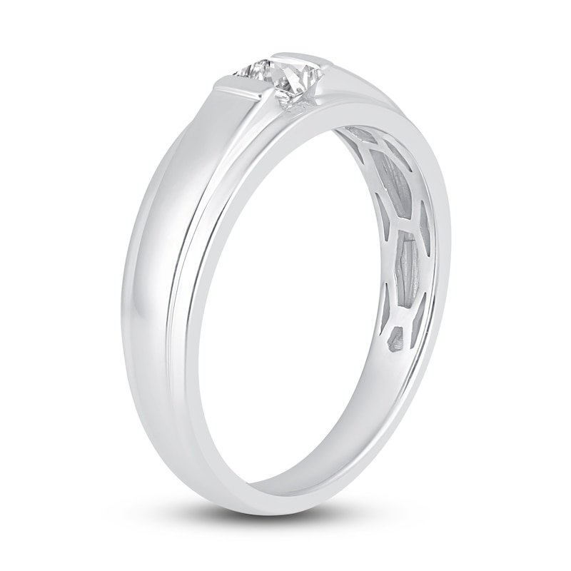 Main Image 2 of Men's Diamond Wedding Band 1/3 ct tw Square-cut 14K White Gold