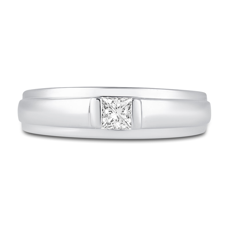 Main Image 3 of Men's Diamond Wedding Band 1/3 ct tw Square-cut 14K White Gold