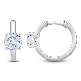 Lab-Grown Diamond Round-Cut Solitaire Hoop Earrings 2 ct tw 14K White Gold (VS2/F)