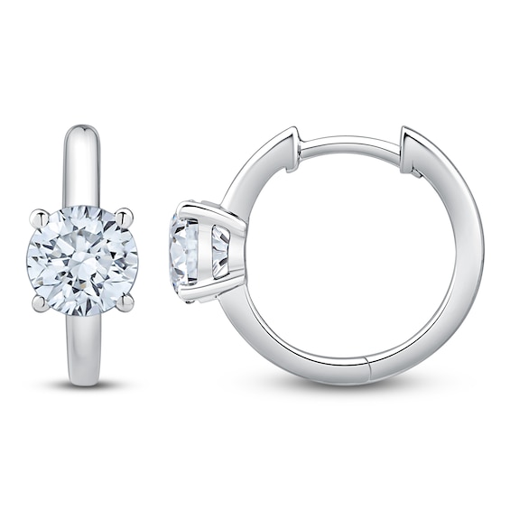 Lab-Grown Diamond Round-Cut Solitaire Hoop Earrings 2 ct tw 14K White Gold (VS2/F)