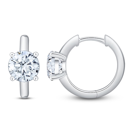Lab-Grown Diamond Round-Cut Solitaire Hoop Earrings 3 ct tw 14K White Gold (VS2/F)