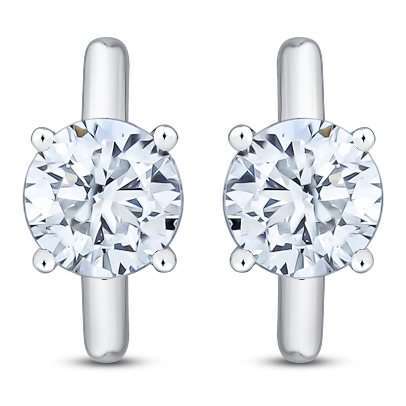 Main Image 3 of Lab-Grown Diamond Round-Cut Solitaire Hoop Earrings 3 ct tw 14K White Gold (VS2/F)
